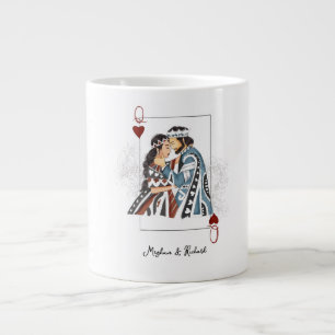 King queen couple card large coffee mug