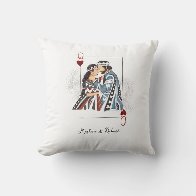 King queen couple card throw pillow (Front)