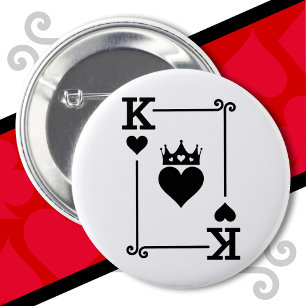 King & Queen Hearts Matching Couple King of Hearts 2 Inch Round Button