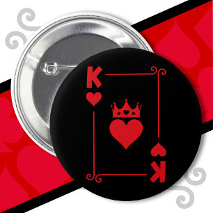King Queen Matching Couple Costume King of Hearts 1 Inch Round Button
