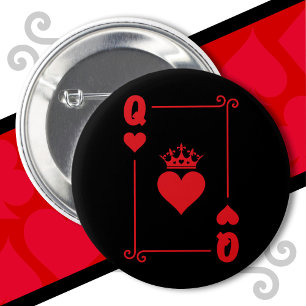 King Queen Matching Couple Costume Queen of Hearts 2 Inch Round Button