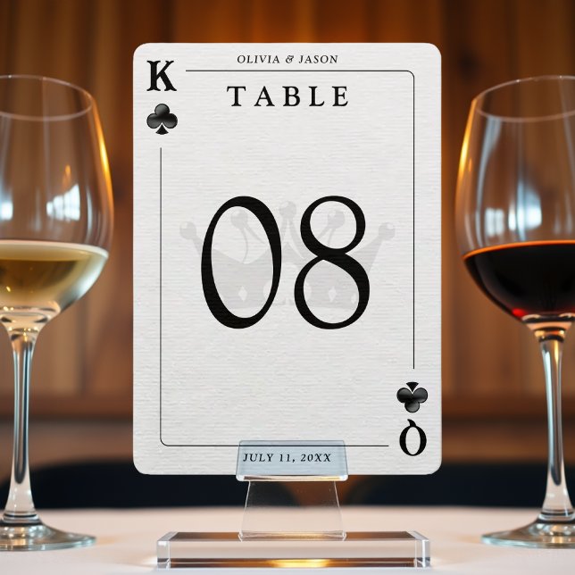 King & Queen of Clubs Jouer Carte Numéro de table (Créateur téléchargé)