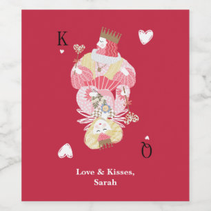 King & Queen of Hearts Personalized Wine Labels