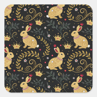 King & Queen of Hearts Rabbits Square Sticker