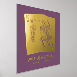 King Queen Playing Cards Newlywed Anniversary Gift Foil Prints