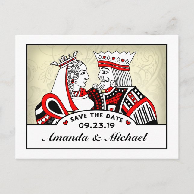 King & Queen Playing Cards Save the Date PostCard (Front)