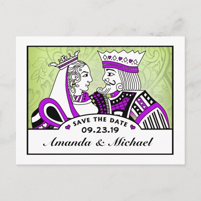King & Queen Playing Cards Save the Date PostCard (Front)