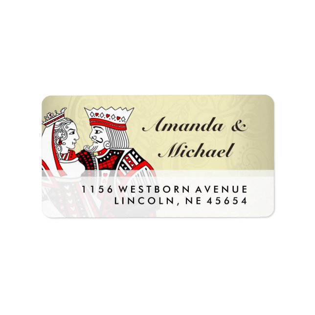 King & Queen Playing Cards Wedding Address Labels (Front)