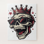 King Rockstar Skull with Sunglasses Jigsaw Puzzle<br><div class="desc">Make a bold statement in your home or office with this incredible King Rockstar Skull with Sunglasses, an exclusive design from AmazingEG. Perfect as a piece of Custom Metal Wall Art, this graphic is a high-contrast blend of vintage tattoo illustration and modern street art. It features a meticulously detailed skull...</div>