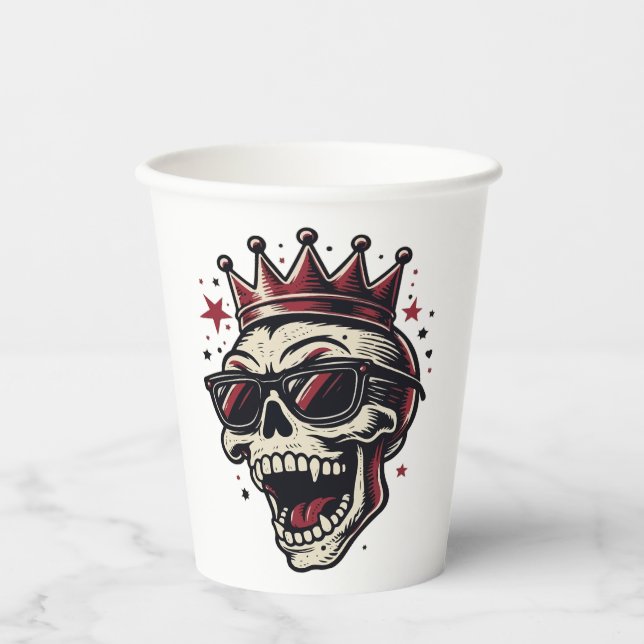 King Rockstar Skull with Sunglasses Paper Cups (Front)