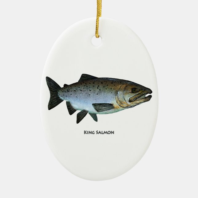 King Salmon Ceramic Ornament (Front)