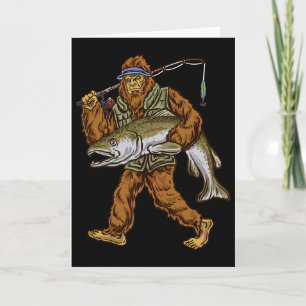 King Salmon Fishing Trout Hunting Bigfoot Fisherme Card