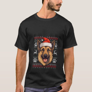 King Shepherd Santa Hat Christmas Funny Dog Mom Da T-Shirt