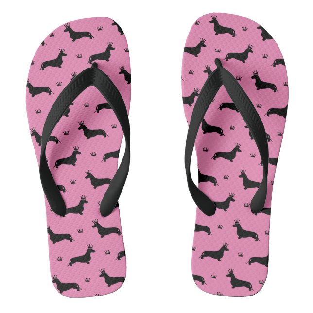 King Short Hair Dachshund - pattern 1 Flip Flops (Footbed)