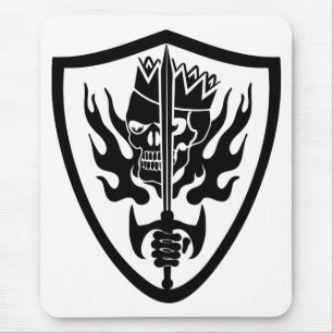 King Skull Flaming Shield Mouse Pad