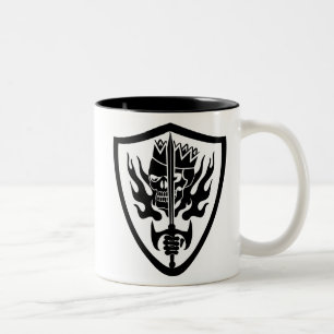 King Skull Flaming Shield Two-Tone Coffee Mug