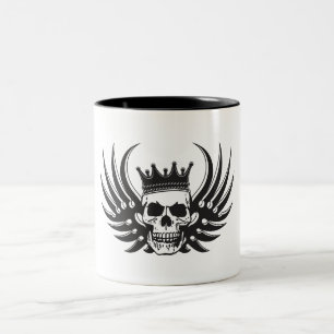 King Skull with Wings Two-Tone Coffee Mug