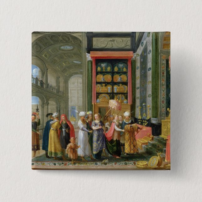 King Solomon and the Queen of Sheba 2 Inch Square Button (Front)