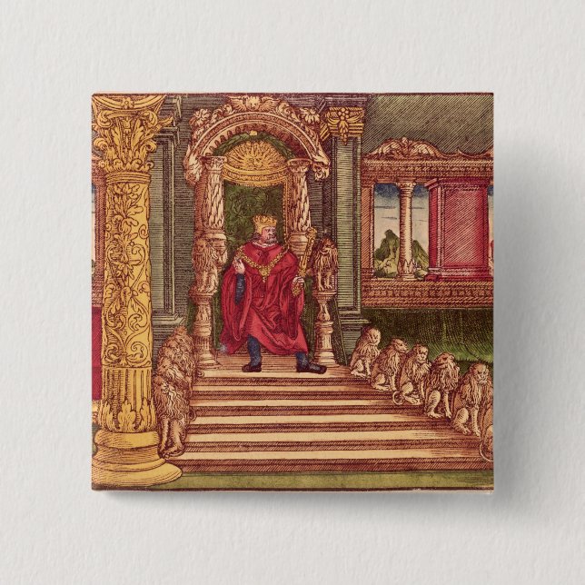 King Solomon on his throne, 1st Edition 2 Inch Square Button (Front)