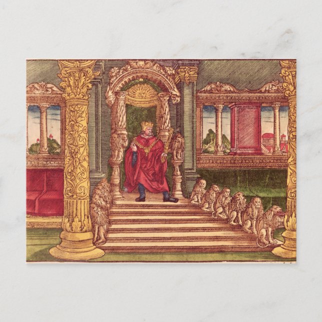 King Solomon on his throne, 1st Edition Postcard (Front)