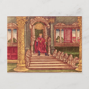King Solomon on his throne, 1st Edition Postcard