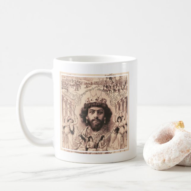 King Solomon Surrounded By Dancing Girls Coffee Mug (With Donut)