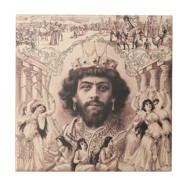 King Solomon Surrounded By Dancing Girls Tile (Front)