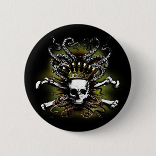 King Squid Skull 2 Inch Round Button