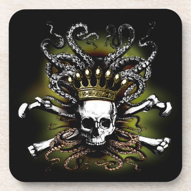 King Squid Skull Cork Coaster (Front)