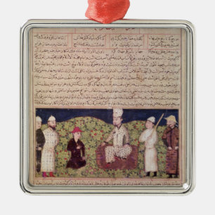 King surrounded by courtiers metal ornament