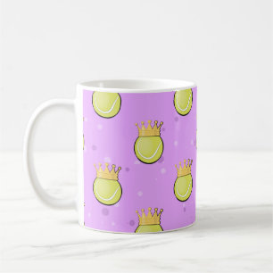 King Tennis - Seamless Pattern on Purple Coffee Mug