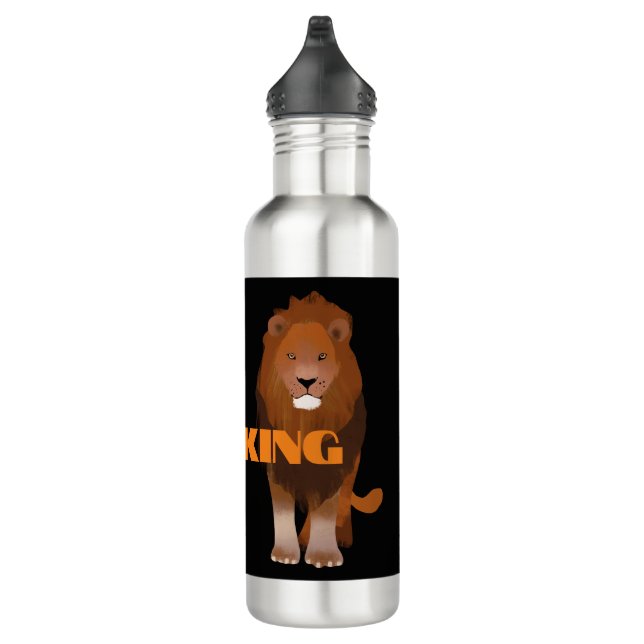 King Text Name Custom Image Lion Photo Text  710 Ml Water Bottle (Right)