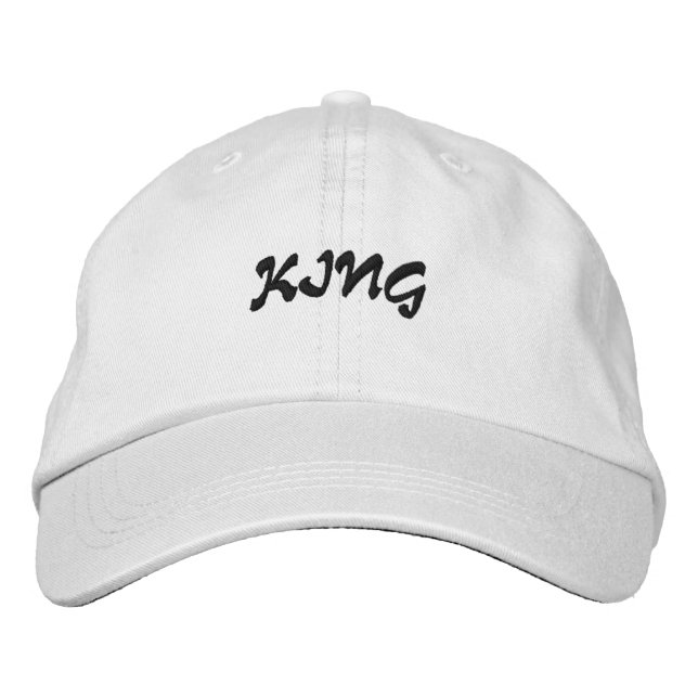 King Text Name White Custom Hats Caps (Front)