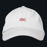 KING Text Personalized custom-hats Elegant Style  Embroidered Hat<br><div class="desc">Nice Hair Accessories for Men or Boys,  King Name Printed with Cotton Embroidered Baseball Cap.
Text Colour: Lipstick
Hat Colour: White. 
Create your own text embroider hat or cap.</div>
