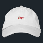 KING Text Personalized custom-hats Elegant Style  Embroidered Hat<br><div class="desc">Nice Hair Accessories for Men or Boys,  King Name Printed with Cotton Embroidered Baseball Cap.
Text Colour: Lipstick
Hat Colour: White. 
Create your own text embroider hat or cap.</div>