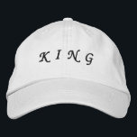 KING text White colour black text Stunning Looking Embroidered Hat<br><div class="desc">KING text White colour black text Stunning Looking Embroidered Baseball Cap or Hat. An embroidered hat is a type of headwear that has been adorned with decorative designs or patterns using needle and thread. An embroidered hat is a stylish and eye-catching accessory that combines both function and fashion. This Hat/Cap...</div>