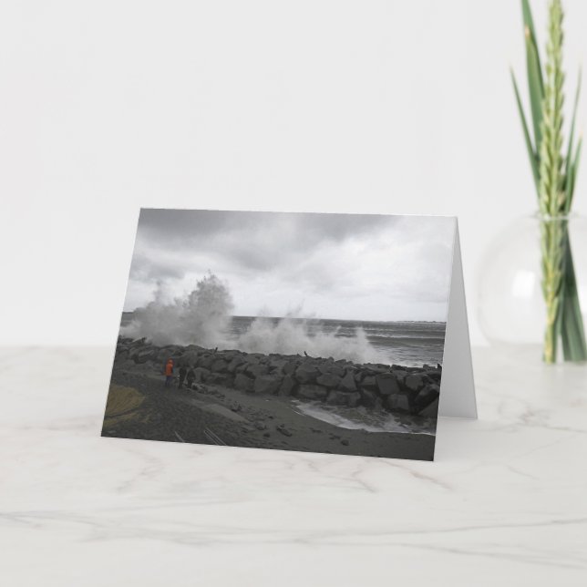 King Tide Waves at West Port, WA Note Card (Front)