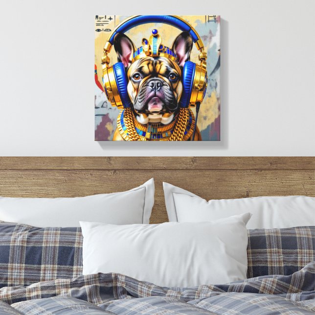 KING TUT-FRENCH BULLDOG 2 CANVAS PRINT (Insitu(Bedroom))