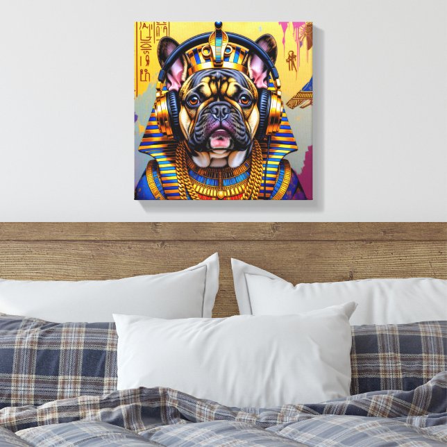 KING TUT-FRENCH BULLDOG 3 CANVAS PRINT (Insitu(Bedroom))