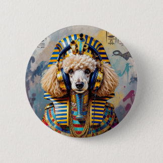 KING TUT-FRENCH POODLE 2 INCH ROUND BUTTON