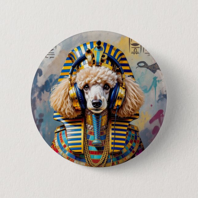 KING TUT-FRENCH POODLE 2 INCH ROUND BUTTON (Front)
