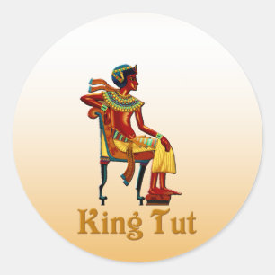 King Tut on his throne Classic Round Sticker