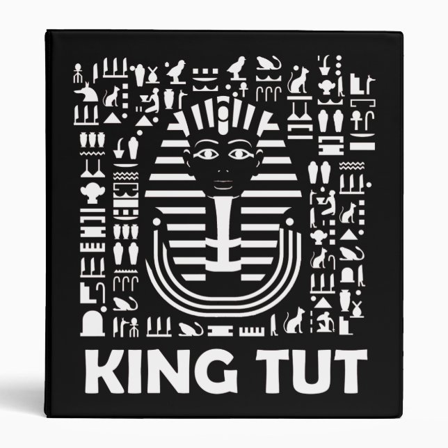 King tut pharaoh egyptian Hieroglyphic Alphabet Binder (Front)