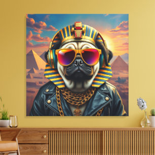 KING TUT PUG COOL 7 CANVAS PRINT