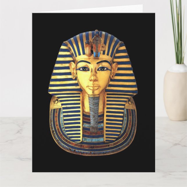 King Tutankhamun, Gold Mask, Egyptian Pharaoh Card (Front)