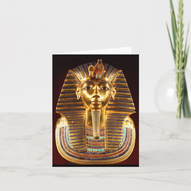 King Tutankhamun, Gold Mask, Egyptian Pharaoh Card (Front)