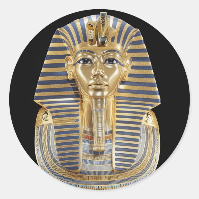 King Tutankhamun Round Glossy Stickers (Front)