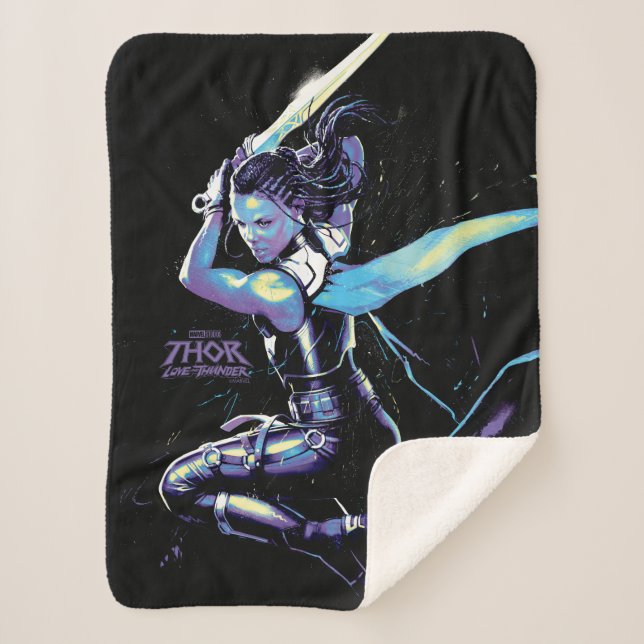 King Valkyrie Illustrated Character Art Sherpa Blanket (Front)