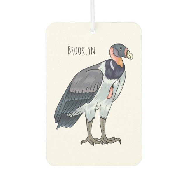 King vulture bird cartoon illustration  air freshener (Front)