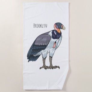 King vulture bird cartoon illustration  beach towel